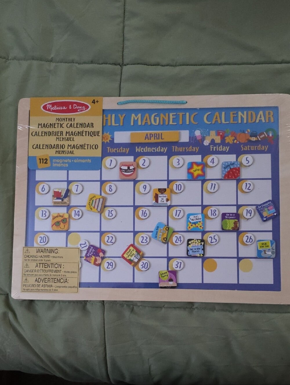 Melissa & Doug Monthly Magnetic Calendar Educational Toy with 112 Magnets